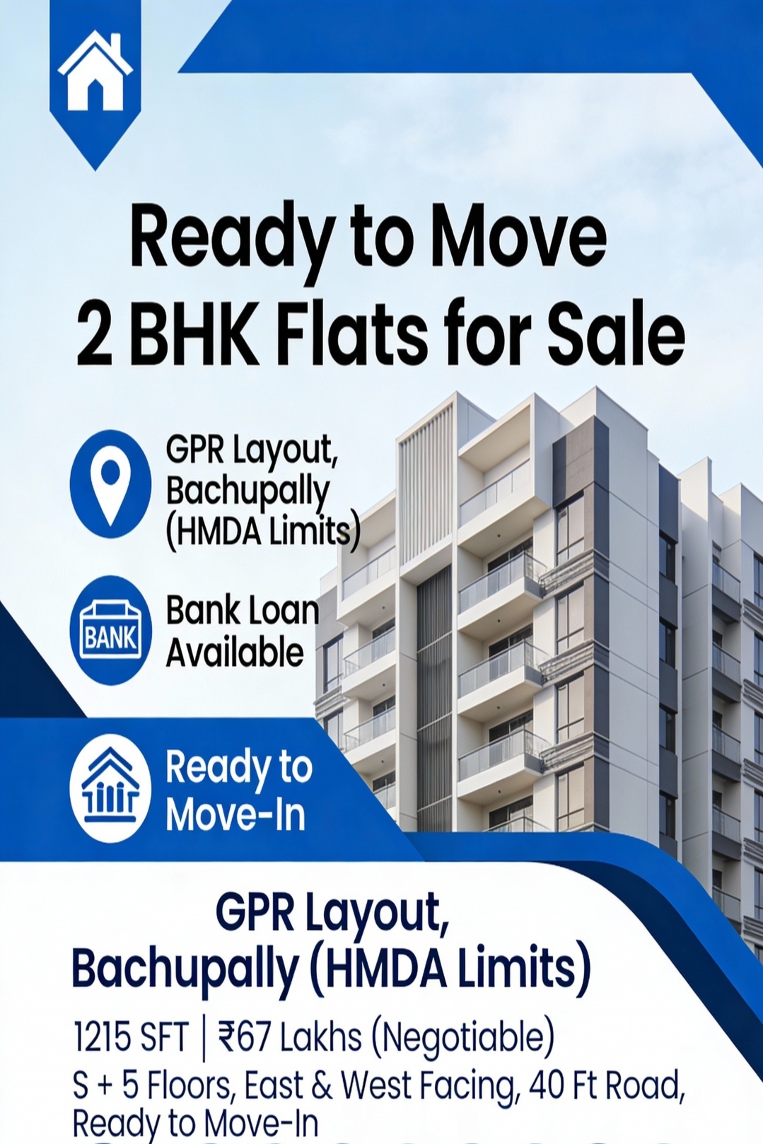 Ready To Move 2 BHK-GPR LAYOUT, Bachupally