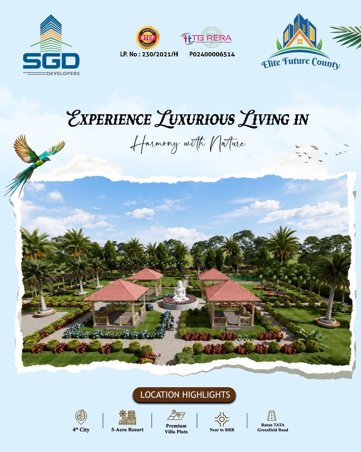 *SGD Elite Future County, DTCP, TG RERA, Approval Project, Rs.16,000/- Per Square Yards, FCDA, Bharat Future City BFC, Spot Registration Yacharam.* 